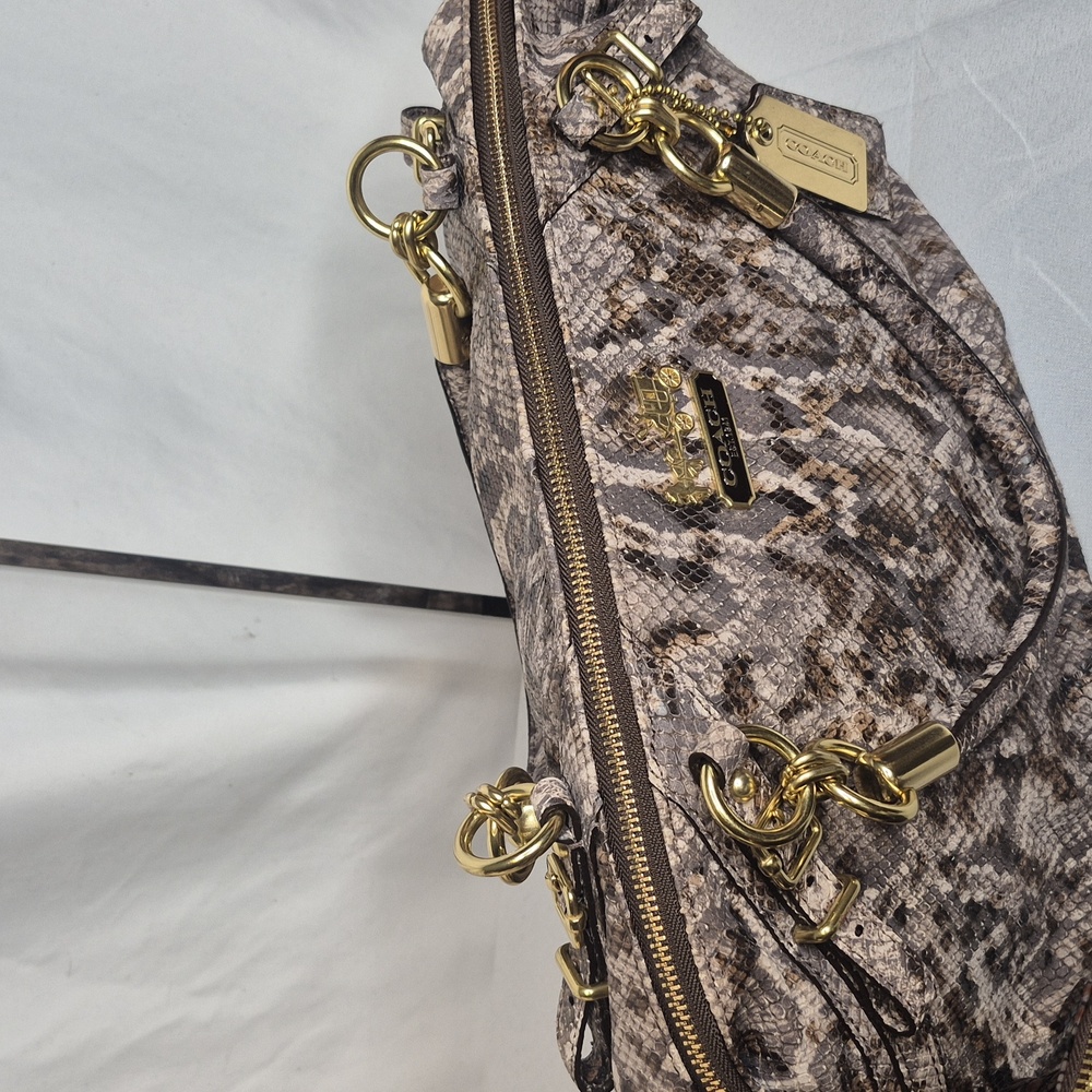 Coach Madison Python Print Satchel - Brown and - image 6